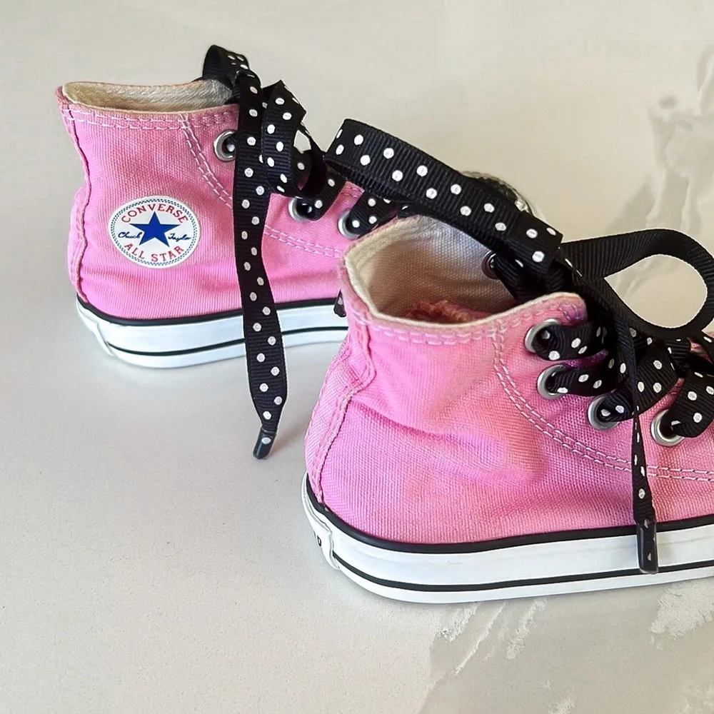 Converse Pink Minnie Mouse Bling Toe Hightop Sneakers Little Girls Sz 5
